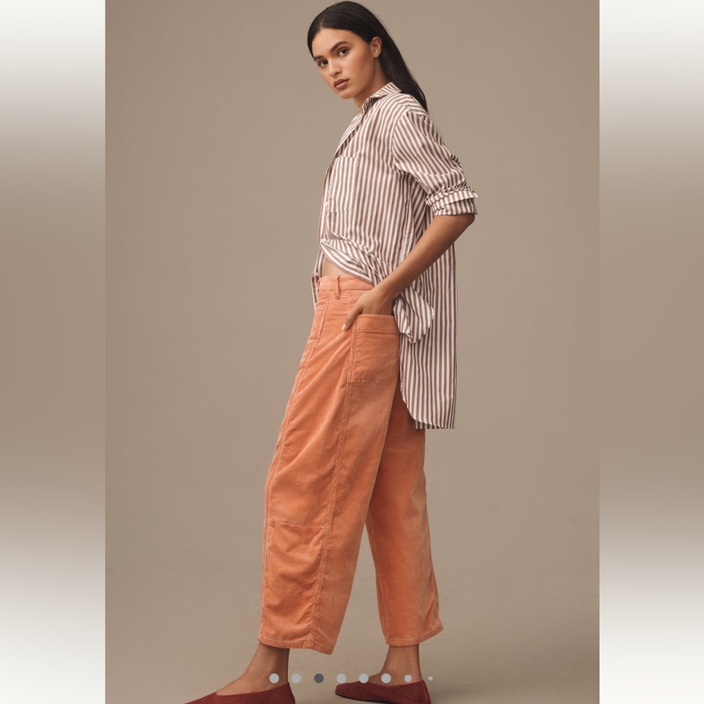 Anthropologie The Kenna Mid rise Barrel Jeans by Pilcro: Corduroy Edition